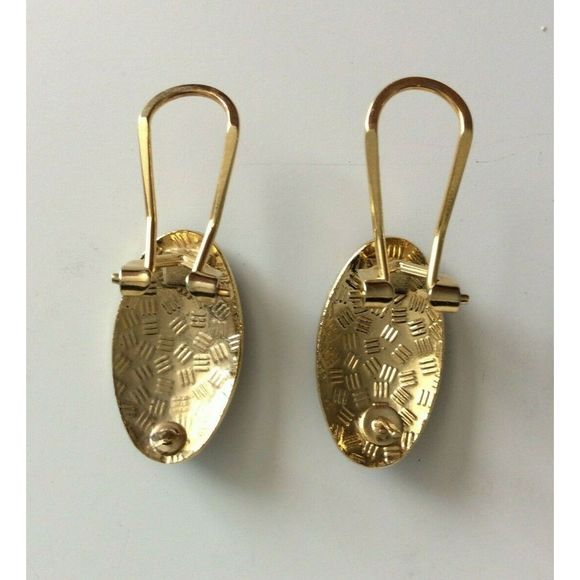 Vintage Cloisonne Gold Floral Pierced Earrings - Picture 5 of 6